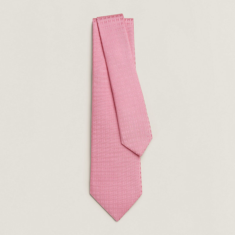 HERMES　エルメス　ネクタイ　ファソネ　総H柄 H織　ピンク　桃色　桜色 HERMES 【新品】エルメス ネクタイ 《 ファソネH 》 7cm H織り
